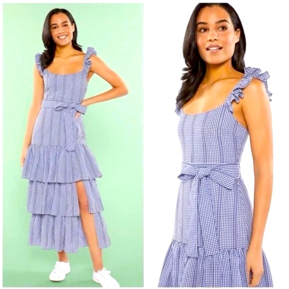 Likely Gingham Maxi Dress Size 0 Nwt